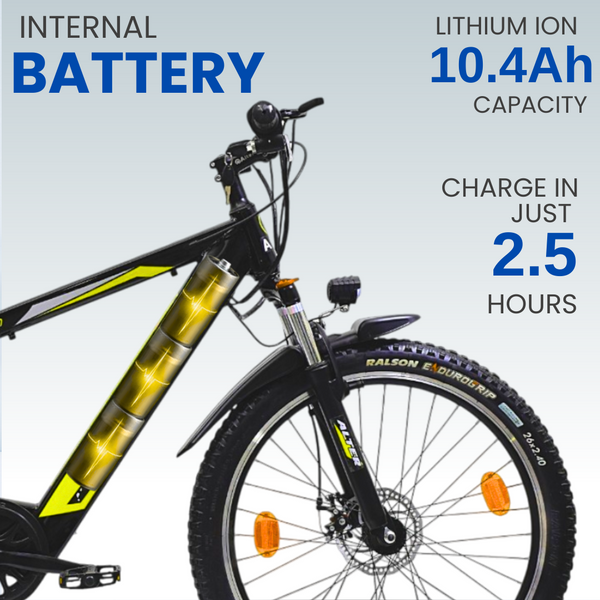 ALTER 26" 001PRO ELECTRIC CYCLE | BLDC HUB MOTOR | LI-ION BATTERY|LCD DISPLAY THROTTLE | 95% PRE- ASSEMBLED WITH CHARGER (YELLOW, 10.4AH) Alter Bikes