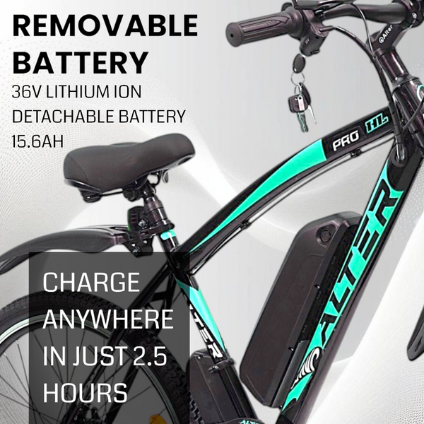 Alter 26" 002S PRO HL Model Electric Cycle with 36V 250W BLDC HUB Motor | 95% PRE- Assembled with Charger (SAEGREEN, 15.6AH) Alter Bikes