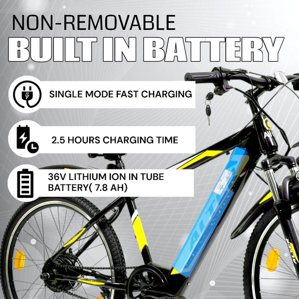 ALTER 26" 013 PRO MODEL ELECTRIC CYCLE | PAS WITH 3 CONTROL MODES | WATERPROOF WIRING | 95% PRE ASSEMBLED WITH CHARGER (YELLOW, 7.8AH) Alter Bikes