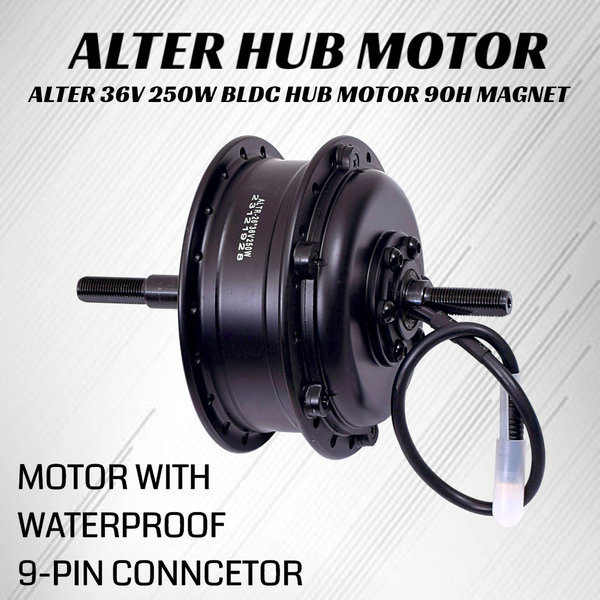 ALTER 36V 250W (013 PRO) CYCLE HUB MOTOR KIT | 12 MAGNETS PAS | ALL WATERPROOF CONNECTORS (MULTI SPEED) Alter Bikes