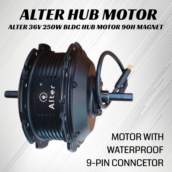 ALTER 36V 250W (013 PRO) CYCLE HUB MOTOR KIT | 12 MAGNETS PAS | ALL WATERPROOF CONNECTORS (SINGLE SPEED) Alter Bikes
