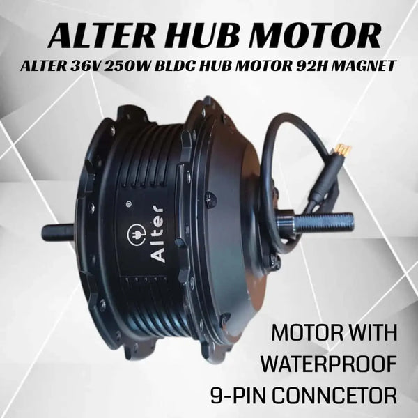 ALTER 36V 250W (014-WP) CYCLE HUB MOTOR KIT (BLACK) {ALL CONNECTORS ARE WATERPOOF} Alter Bikes
