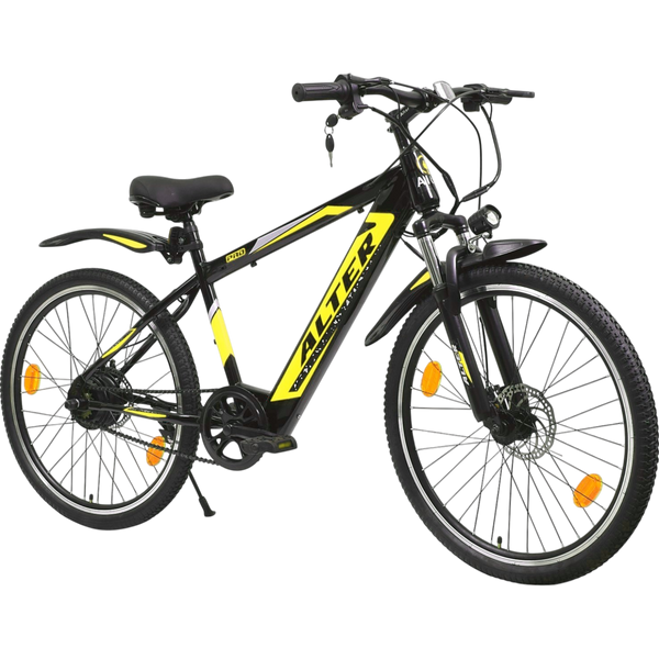 ALTER 26" 013 PRO MODEL ELECTRIC CYCLE | PAS WITH 3 CONTROL MODES | WATERPROOF WIRING | 95% PRE ASSEMBLED WITH CHARGER (YELLOW, 10.4AH) Alter Bikes